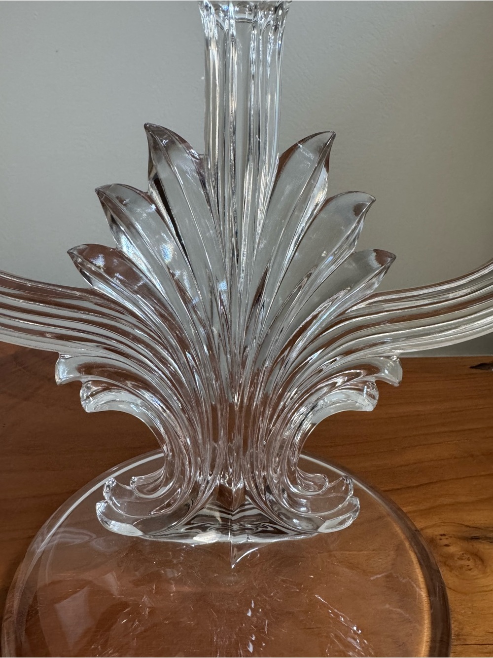Vintage Clear Triple Light Candlestick Elegant Glass Candelabra - Picture 3 of 7